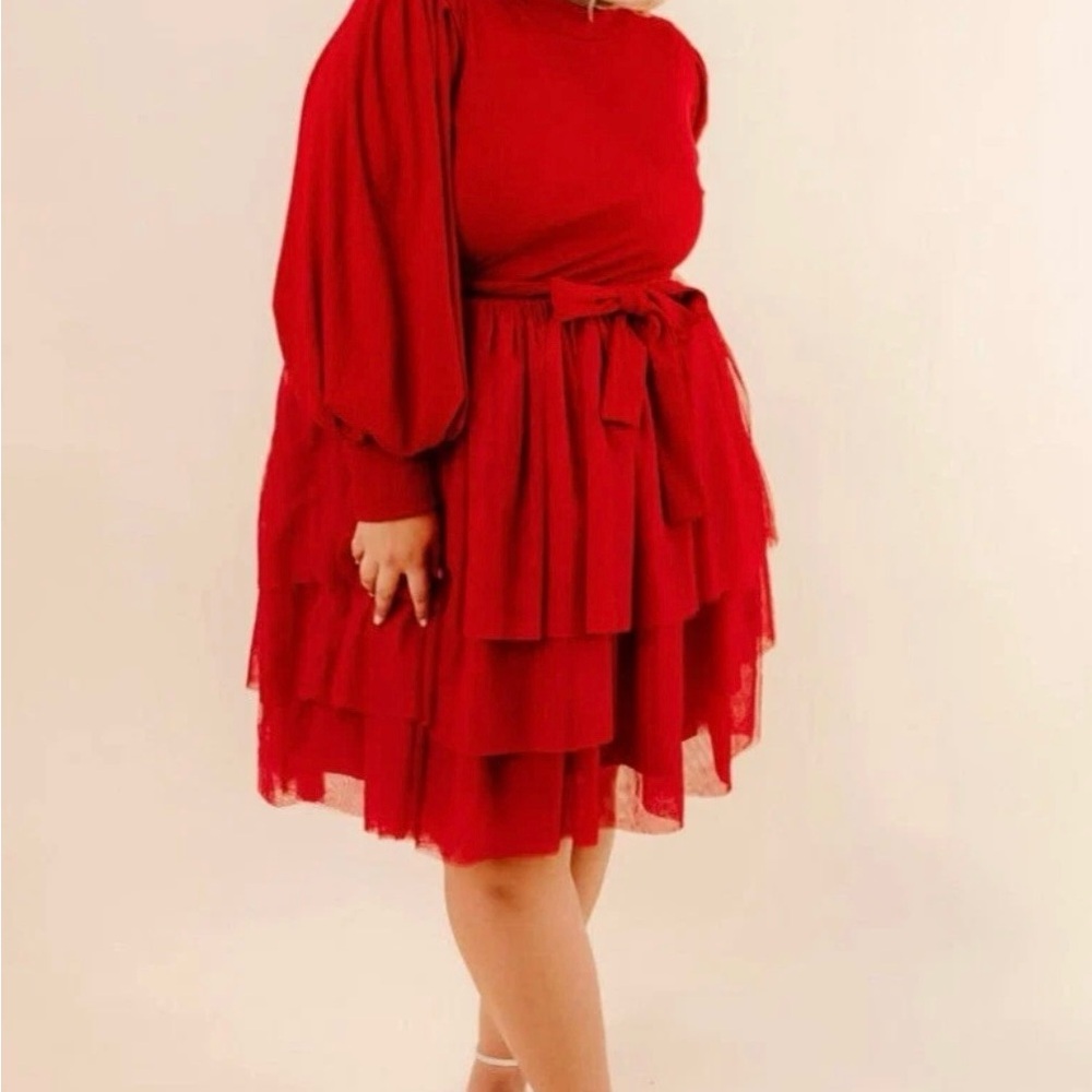 Ivy City Cosette Red Layered Dress